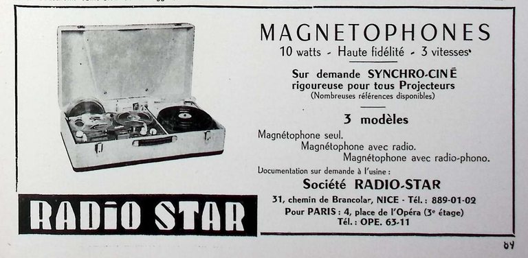 Radio-Star - Magnétophones -  mars 1959 - Caméra huit n°10