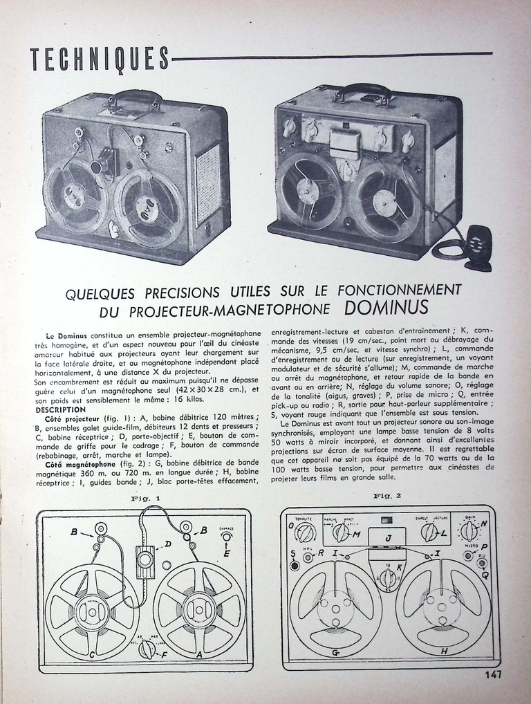 Dominus - Projecteur sonore 8 mm - septembre octobre 1959 - Caméra huit n°12