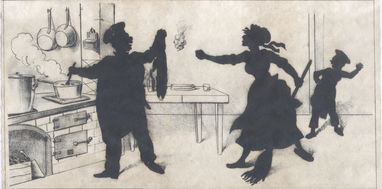 Théâtre d'ombres Loïe Füller - Scène avec le cuistot