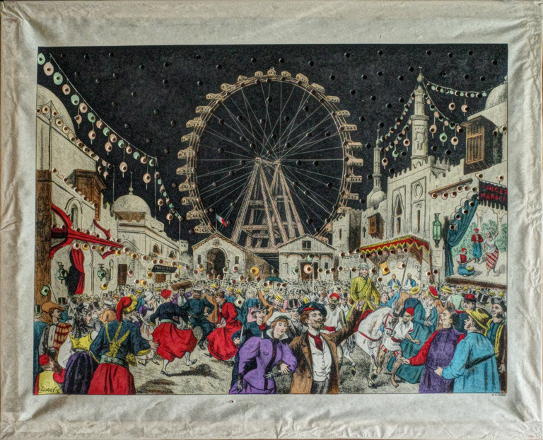 Théâtre d'ombres Loïe Füller - tableau lumineux : la grande roue à l'Exposition universelle de 1900 à Paris
